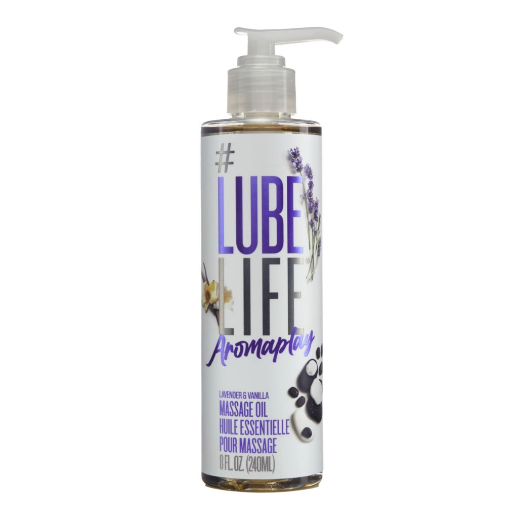 LubeLife Aromaplay Lavender and Vanilla Massage Oil, Essential Oil for a Relaxing Full Body Aromatherapy Massage, 8 Fl Oz