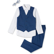 Van Heusen Boys' 4-Piece Formal Suit Vest Set, Blue Jean, 8