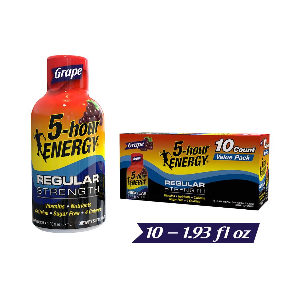 5-hour Energy Shot, Regular Strength, Grape, 10 Count