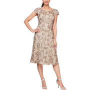 Cocktail Dress in Rosette Lace with Cap Sleeves - Size 14W