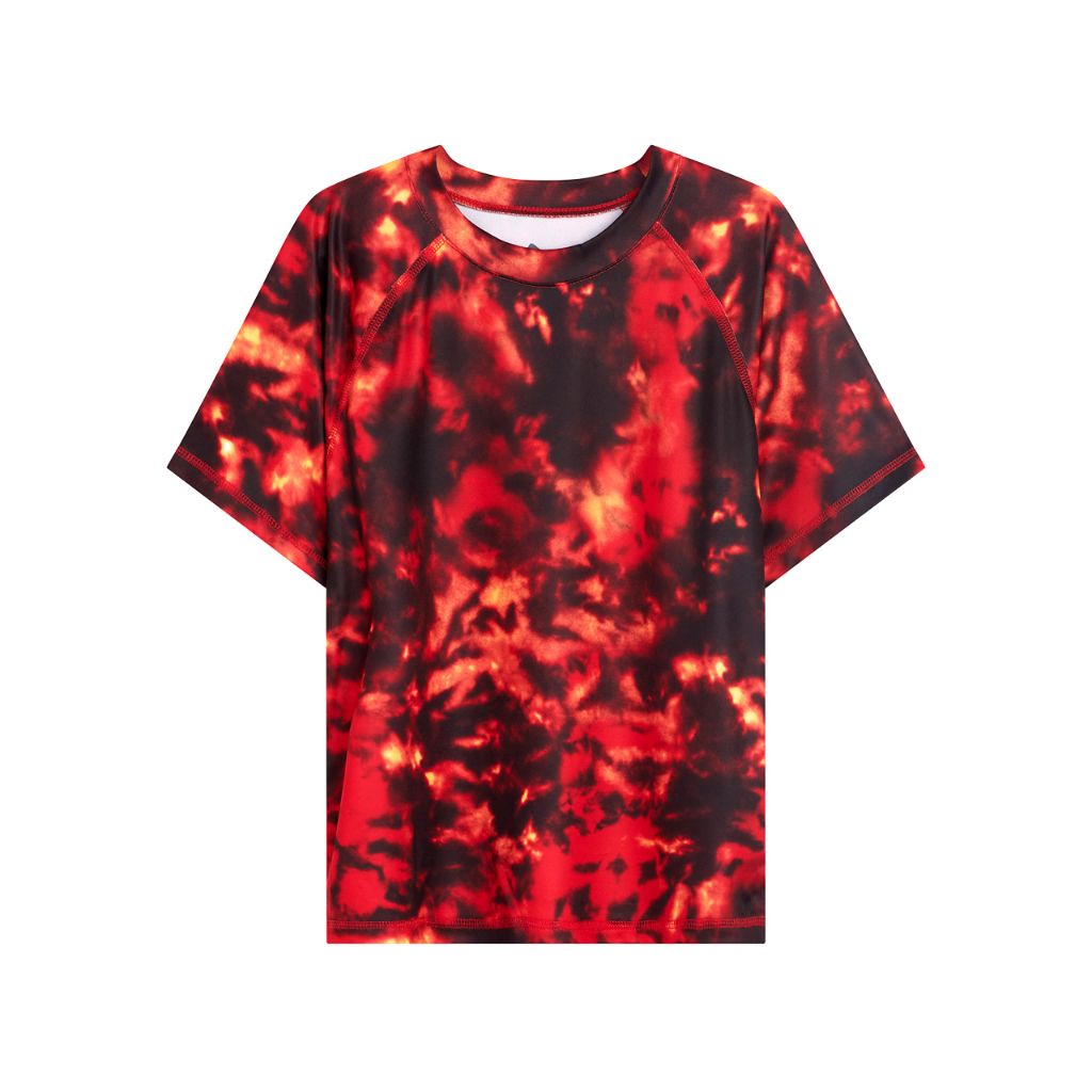 Kanu Surf Boys, Short Sleeve UPF 50+ Rashguard Swim Shirt, Hurricane Red, 6