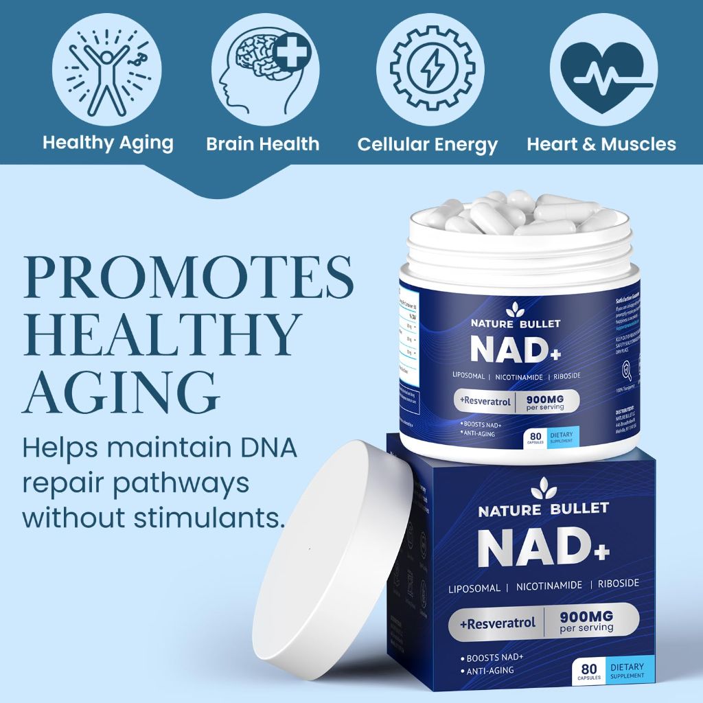 NAD+ Supplements with Resveratrol 900mg - 80 Capsules