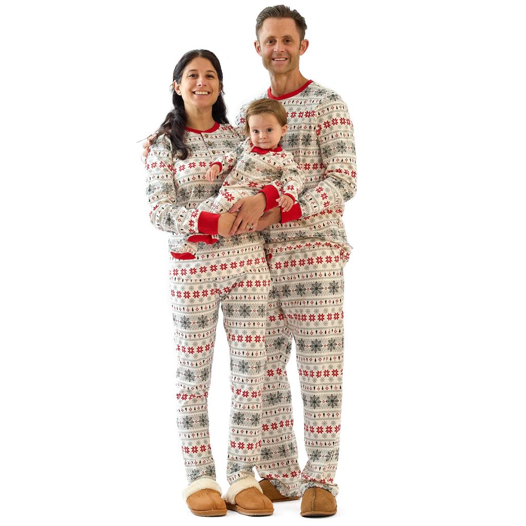 Butterblu JAMIE Matching Family Jammies Holiday Pajamas Nordic Fair Isle Ivory, 0-3 Months
