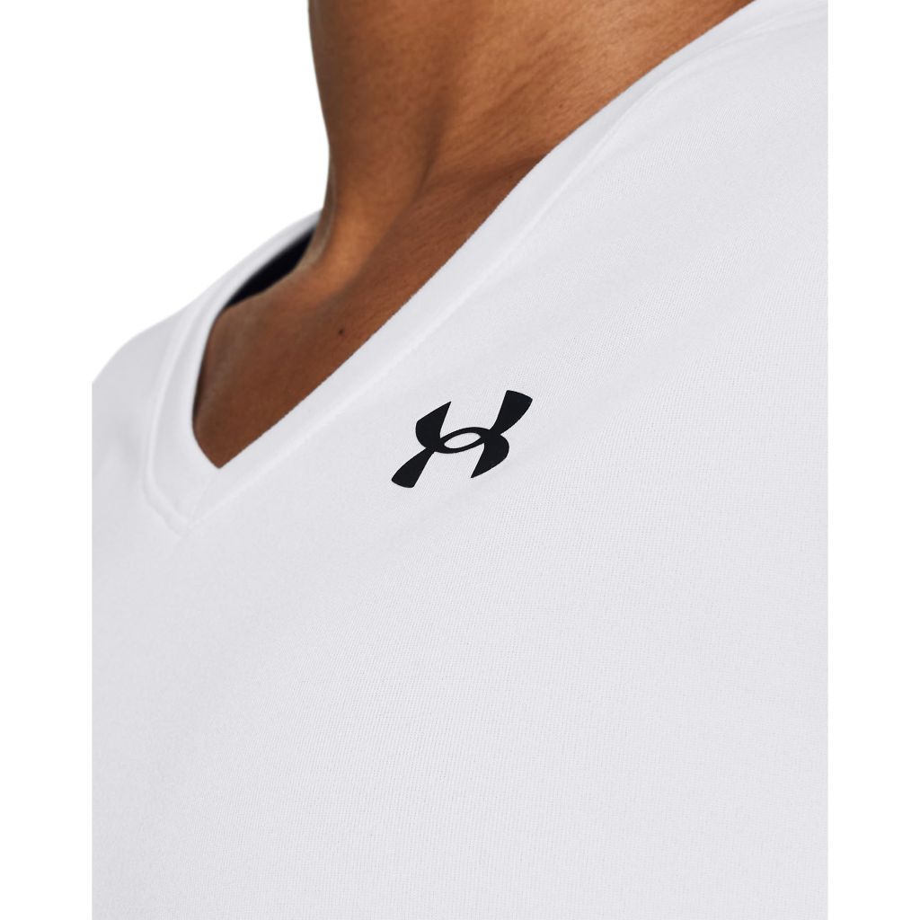 Under Armour Womens Tech Short Sleeve V Neck, (100) White / / Black, Medium