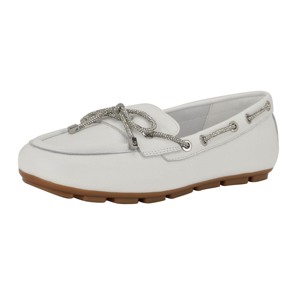 Guess Women's LAVONTA Loafer, White Leather 140, 6