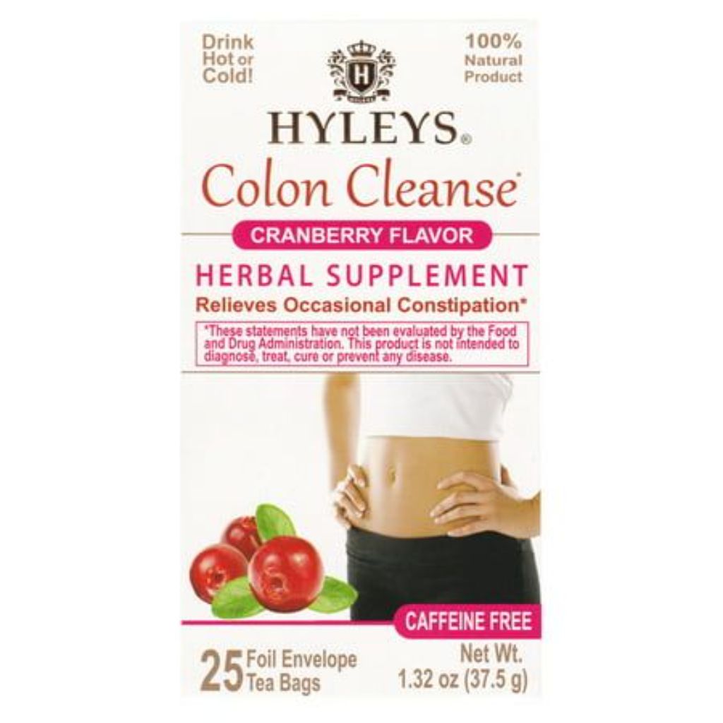 Hyleys Colon Cleanse Tea Cranberry Flavor - Digestive Support & Weight Management - Caffeine-Free - 25 Tea Bags
