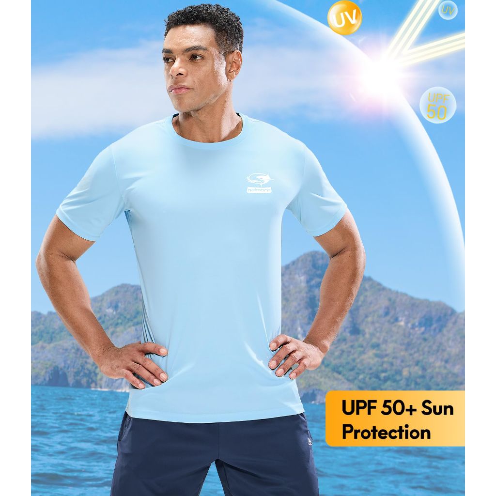 Haimont Men's Moisture Wicking Dry Fit T-shirt, Light Blue, S