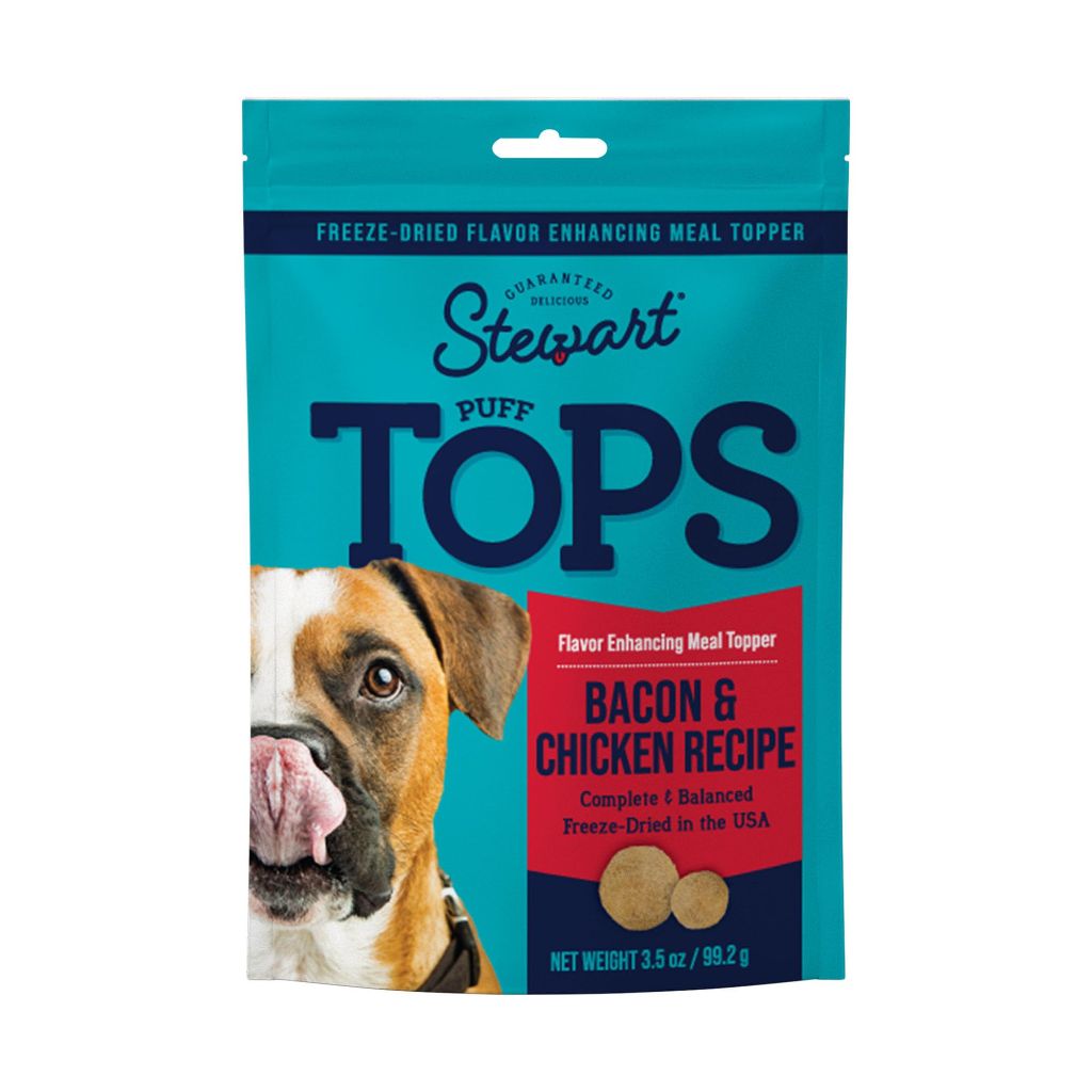 Stewart Freeze Dried Dog Food Topper, PuffTops, Bacon, Chicken, Apple & Kale, 3.5