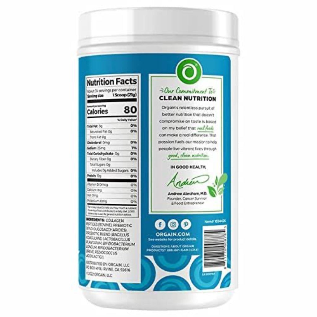 Orgain Collagen Peptides + Probiotics Powder - Unflavored,  1.6 lbs.