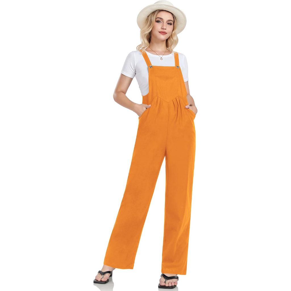 Lncropo Womens Causal Jumpsuits Wide Leg Boho Overalls Loose Rompers with Pockets Summer Bib Outfits