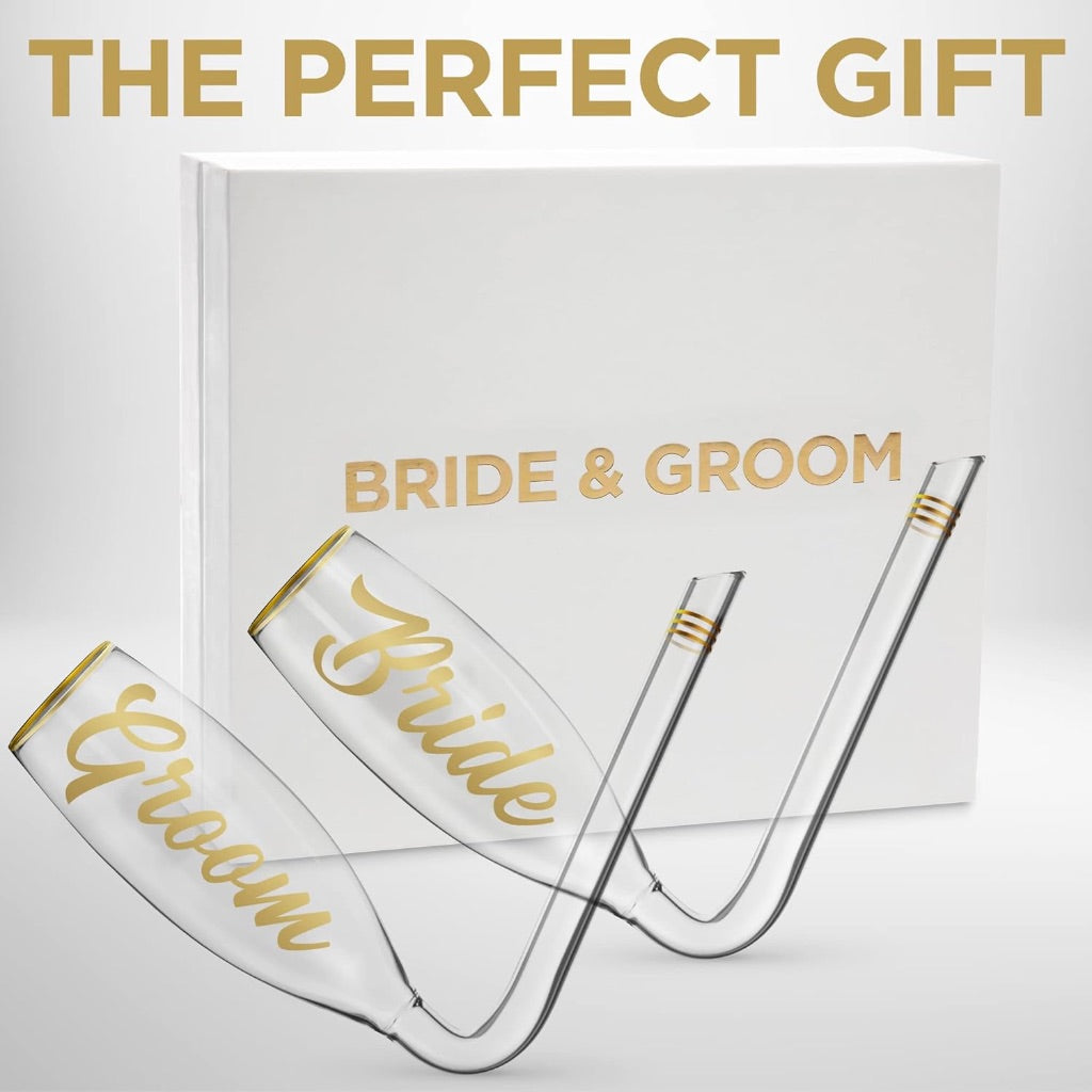 Chambong Bride and Groom Champagne Flutes (6 oz)