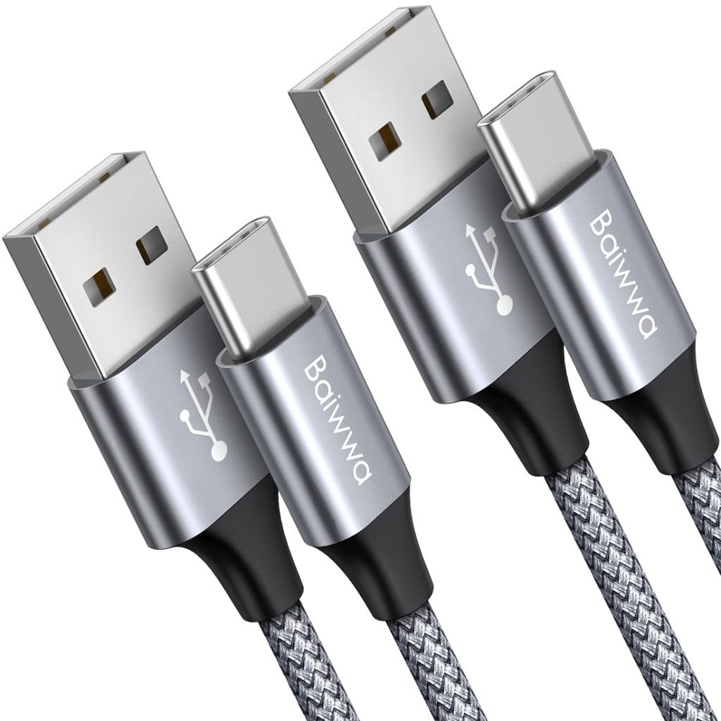Baiwwa USB C Cable 3ft Fast Charging, 2-Pack USB A to Type C Cable Braided Charger Cord