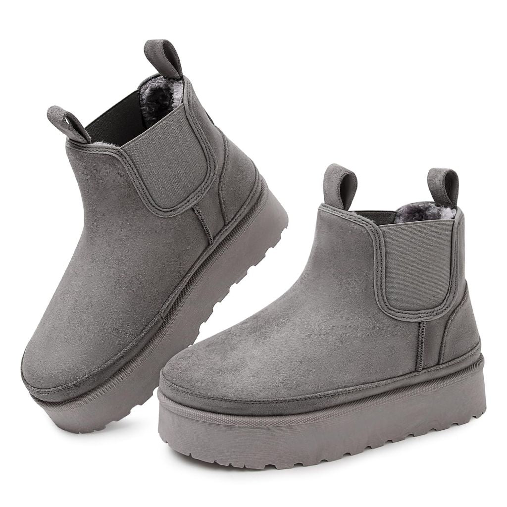 Goldnut Platform Chelsea Ankle Boots for Women - Winter Gray, Size 6