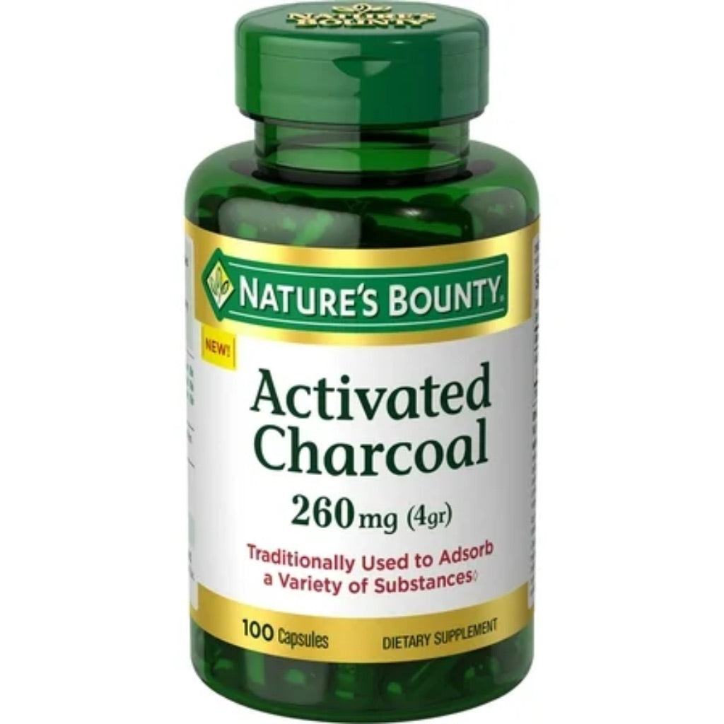 Nature s Bounty Activated Charcoal Dietary Supplement Capsules  260 Mg  100 Ct