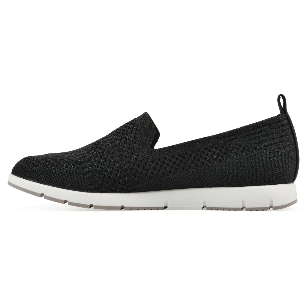 CLIFFS BY WHITE MOUNTAIN Women's Garren Knit Slip-On Sneaker, Black/Glitter/Knit, 10 M