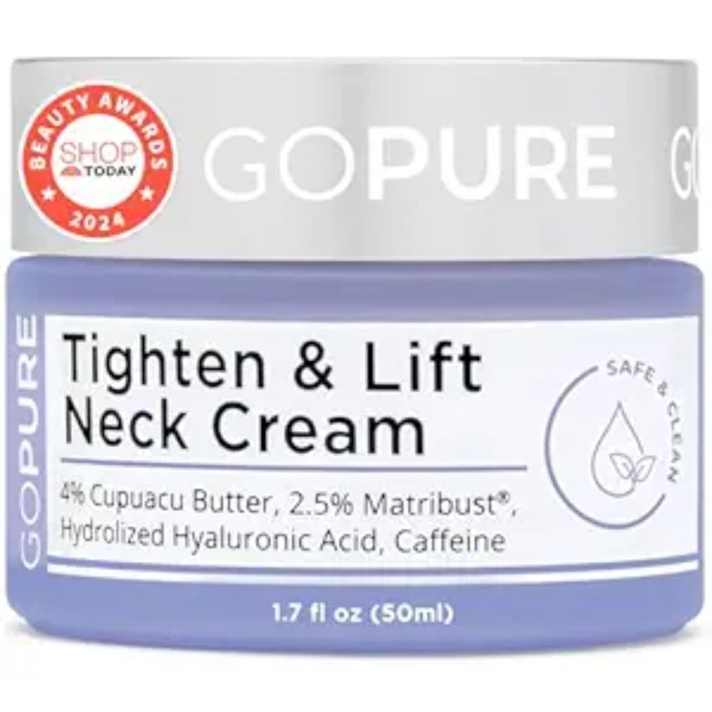goPure Tighten & Lift Neck & Chest Moisturizer Cream for Visibly Firming, Tightening and Lifting Wrinkles & Crepey Skin, 1.7oz