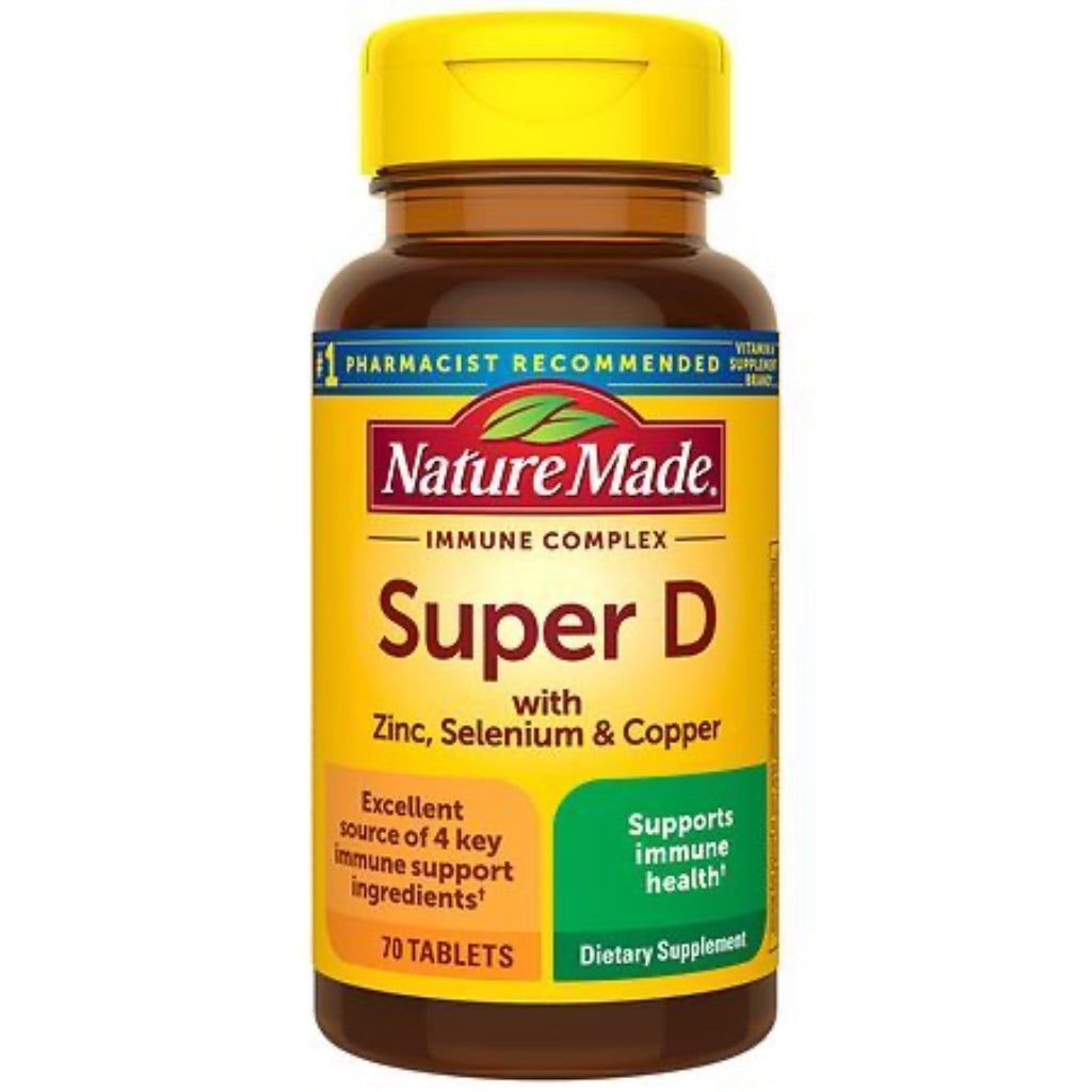 Nature Made Super Vitamin D Immune Complex Tablets  Vitamin D3  Selenium  Copper & Zinc Supplements - 70ct