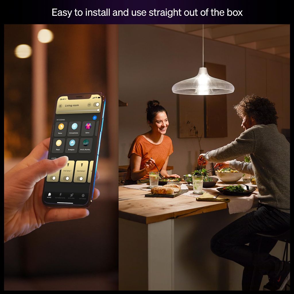 Philips Hue Smart LED A19 Bulbs, Warm White, 27000K, E26, 9W/810L, Dimmable - 4 Pack
