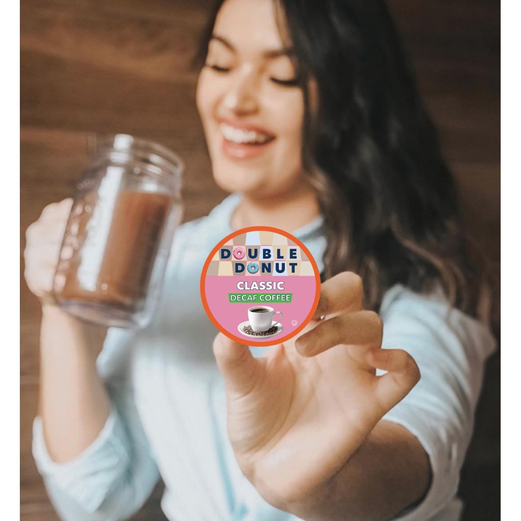 Double Donut Coffee Classic Roast Decaf Coffee, Decaf Medium Roast Coffee, Decaf Pods for Keurig K Cups Machines, Hot or Iced Single Serve Decaffeinated in Recyclable Pods, 80 Count