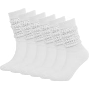 Sooneeya Slouch Socks - Knee High Scrunch Boot Socks for Women, Size 5-11, White (3 Pairs)