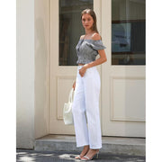 OFLUCK Women's Wide Leg Jeans Mid High Waisted Boyfriend Jeans Straight Leg Loose Fit Denim Pants