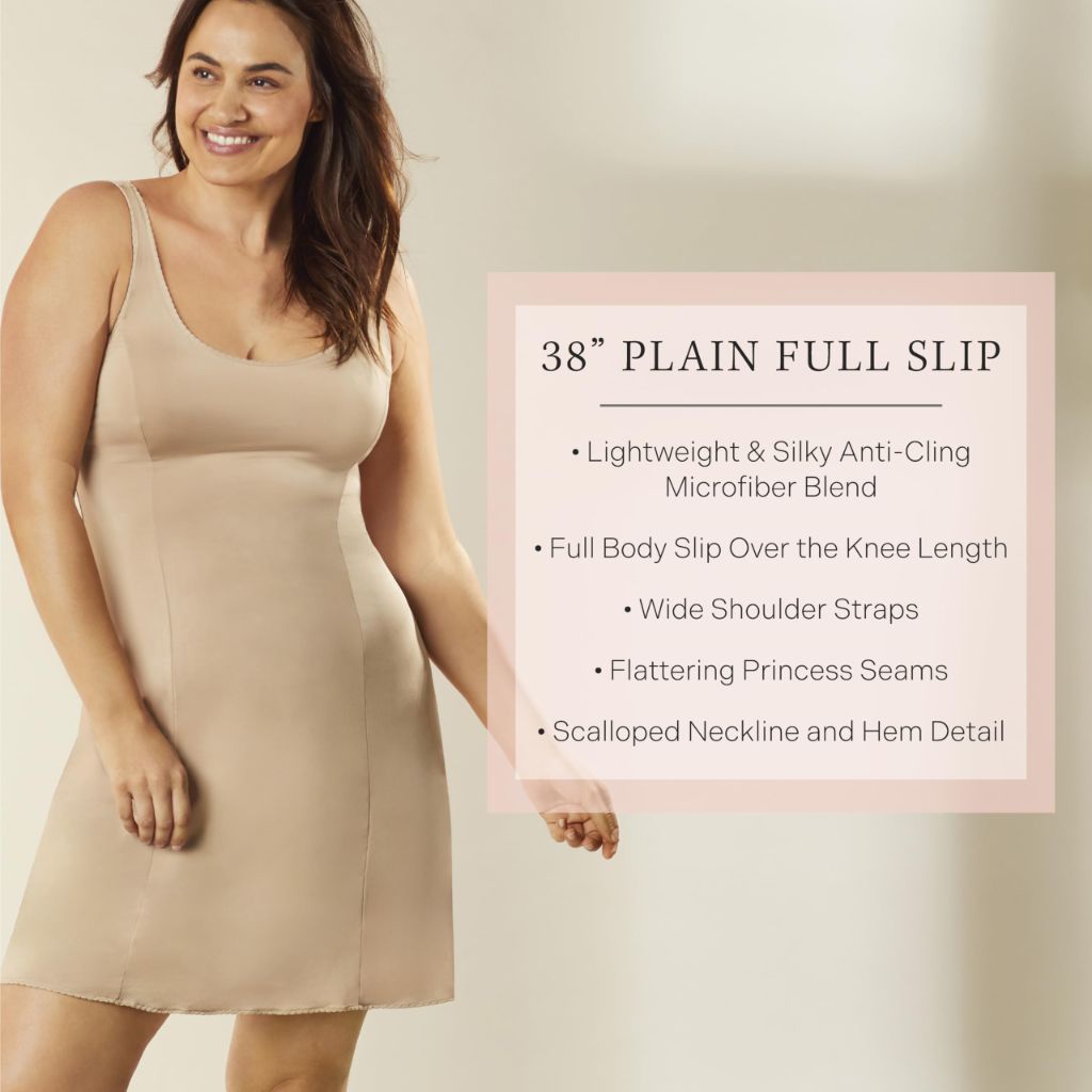 Jones New York Womens Silky Full Slip Dress Above the Knee - 38” - Small - Nude