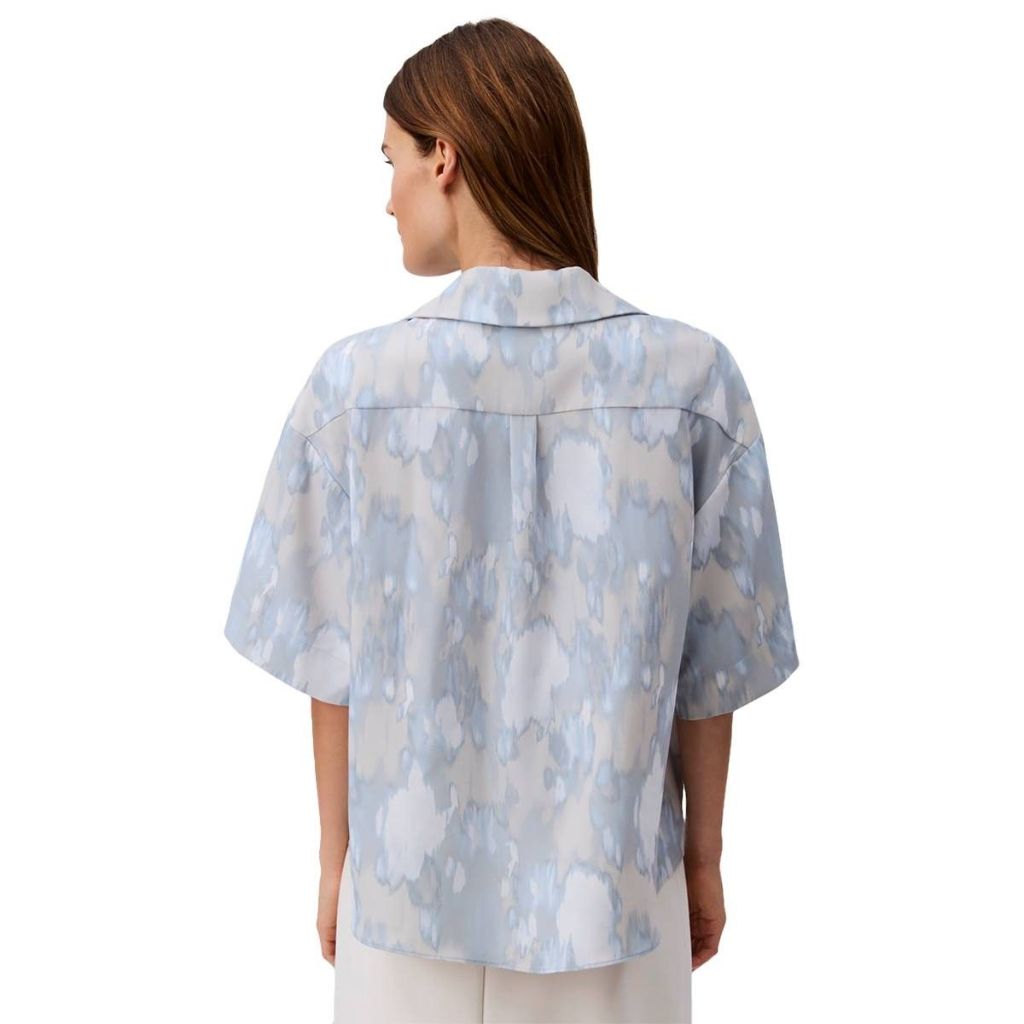 Womens Calvin Klein Short Sleeve Cloudburst Faux Wrap Blouse