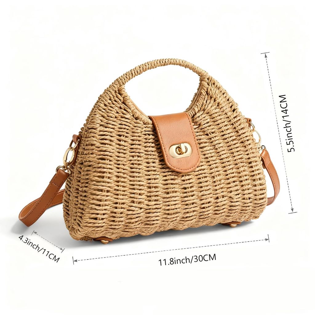 Kurava Womens Straw Crossbody Bag