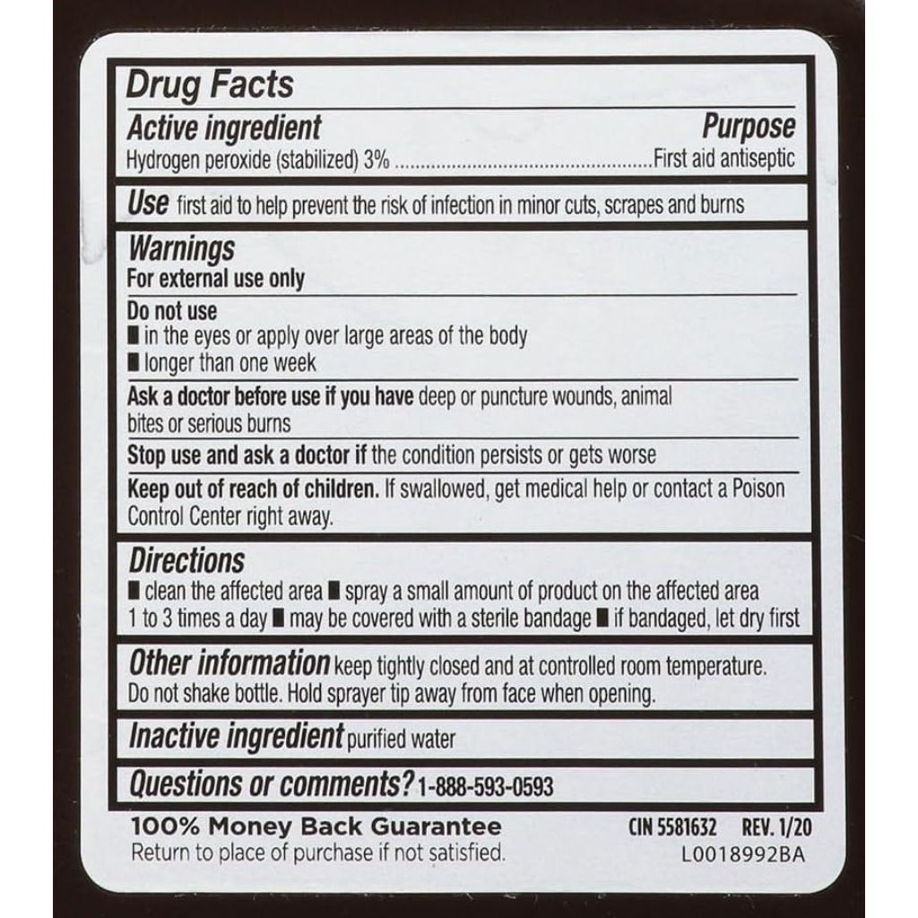 Leader Hydrogen Peroxide 3% Topical Solution USP Spray Bottle - 8 fl. oz. (2 Pack)