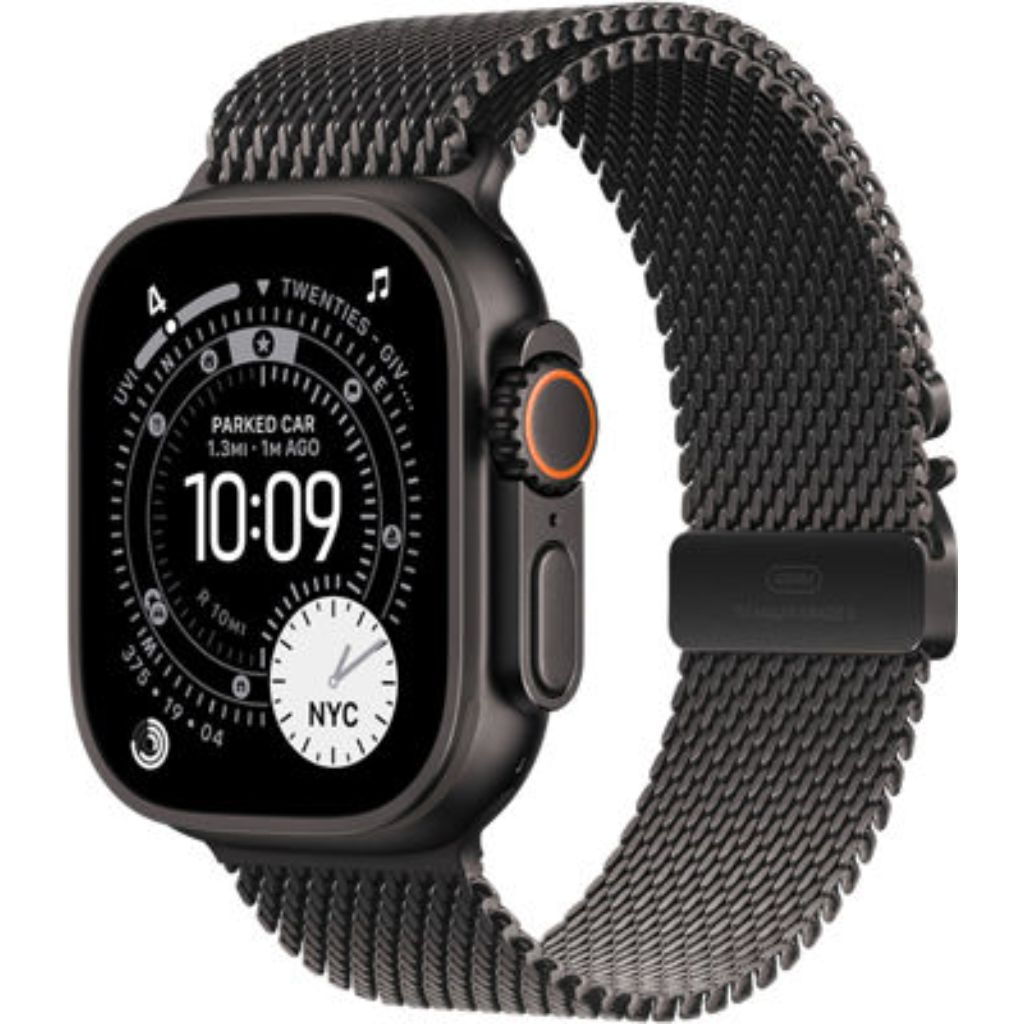Apple Watch Ultra 3 GPS + Cellular 49mm Black Titanium Case With Black Titanium Milanese Loop (Large)