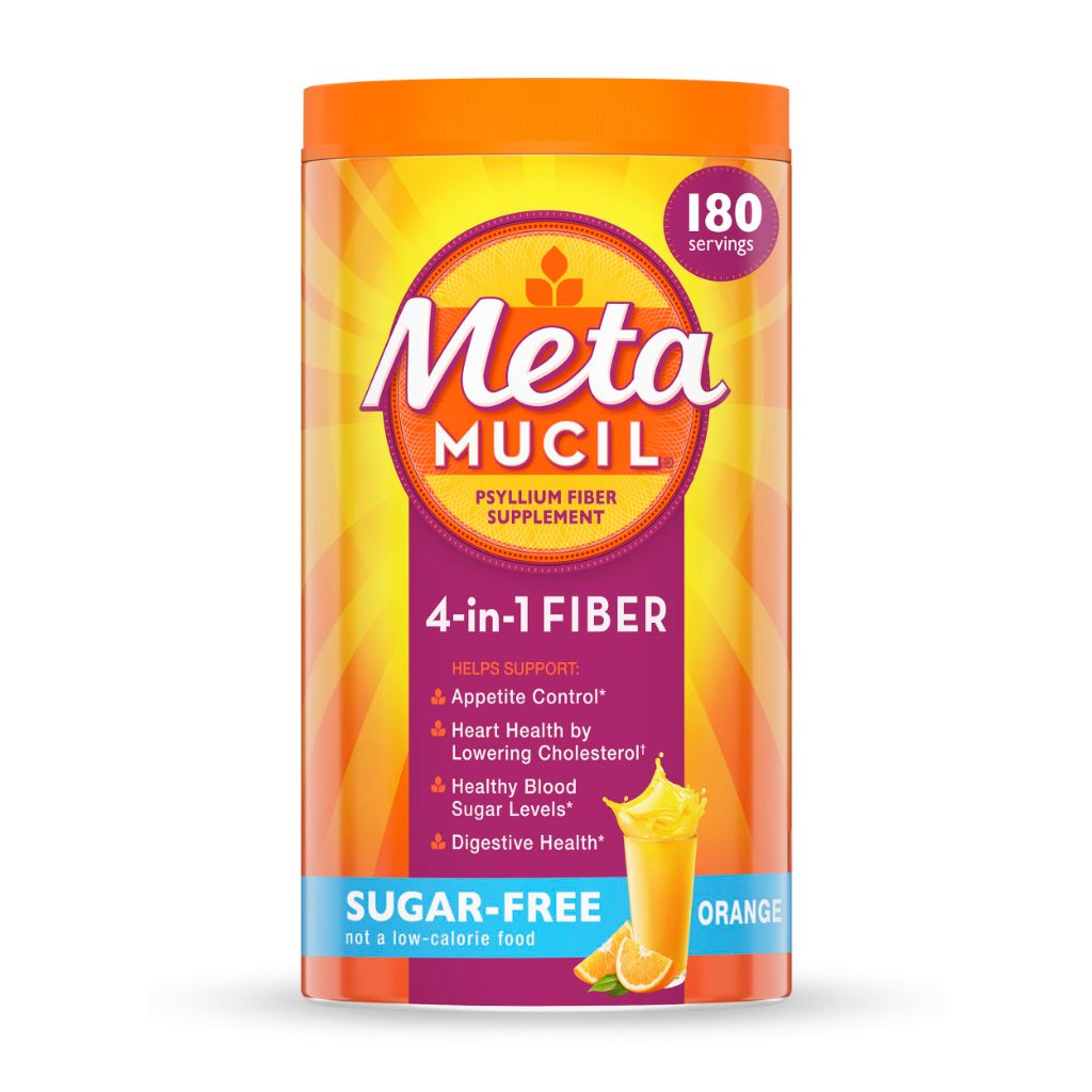 Metamucil 4-in-1 Psyllium Husk GLP-1 Friendly Fiber Supplement, Sugar-Free, Orange Flavored 36.8oz
