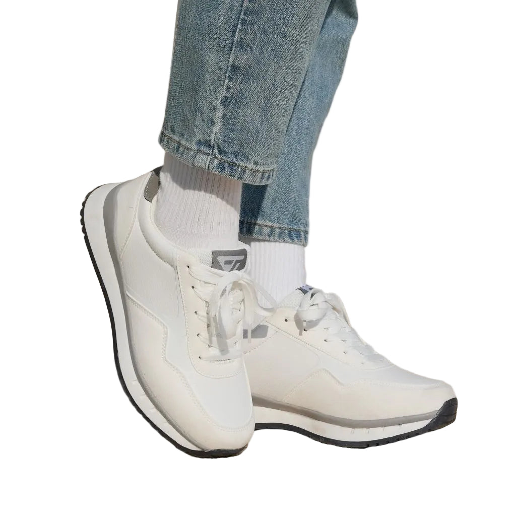 JABASIC Women Fashion Sneakers Breathable Lace-Up Tennis  (8,White)