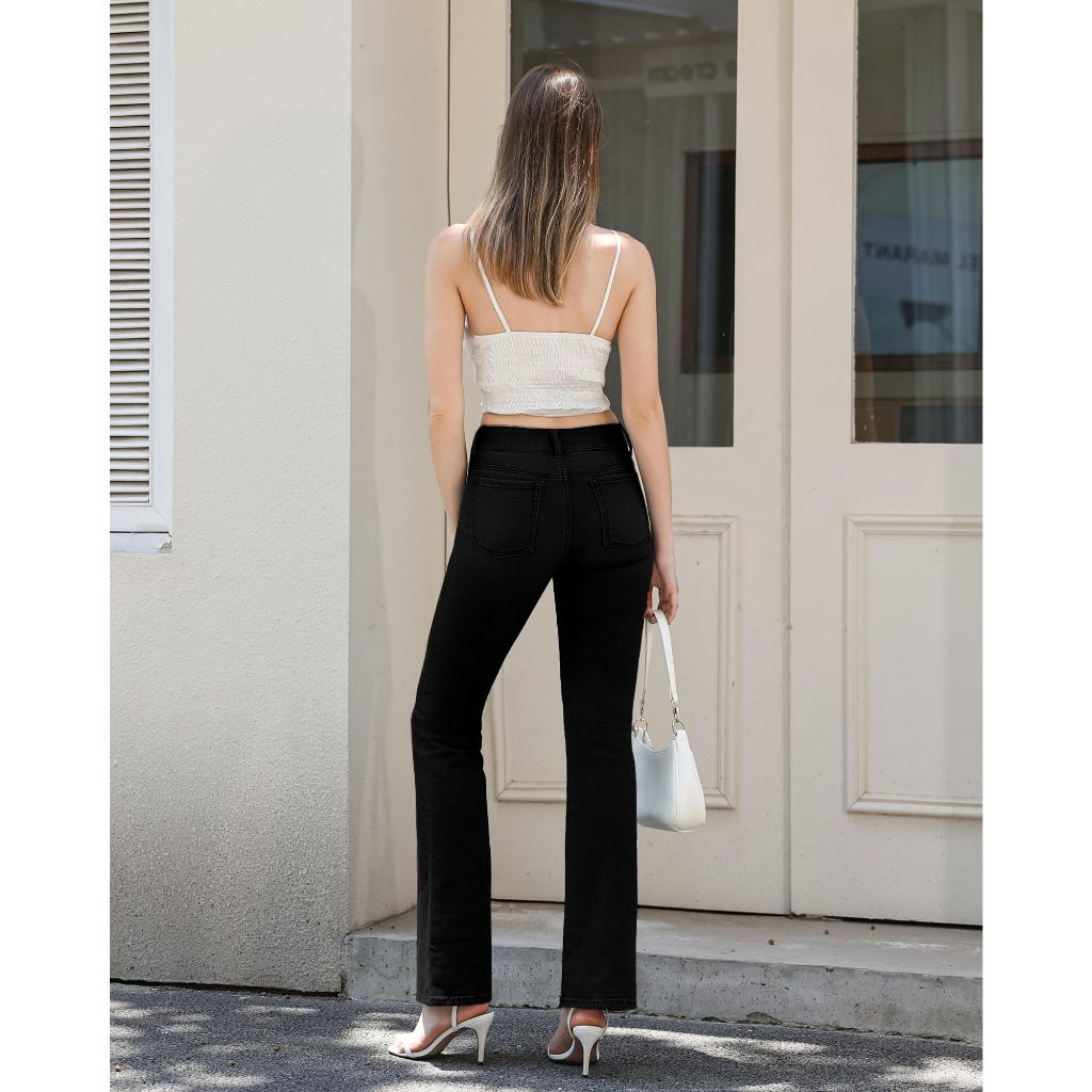 APUOR High Waisted Bell Bottom Jeans for Women, Black 0s