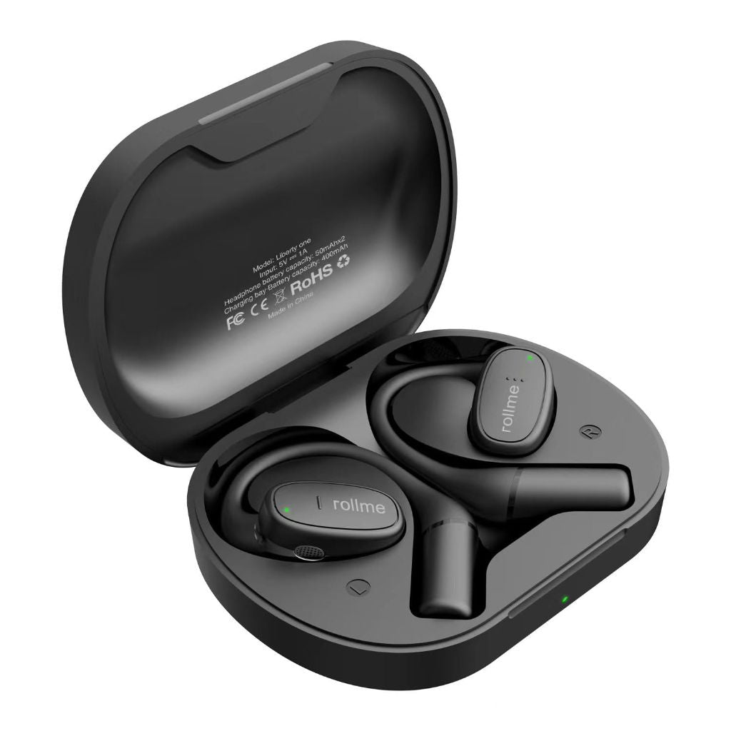 Rollme Liberty One Open Ear Headphones, Bluetooth 5.3, 30HRS Playtime (Black)