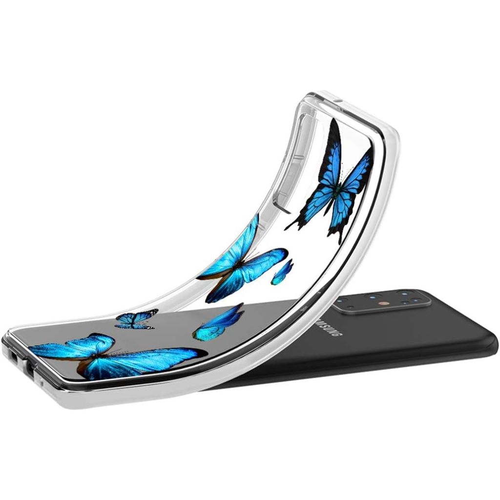 Clear Case Compatible with Galaxy S20 Plus 5G (Not fit S20 FE), (Blue Butterfly)