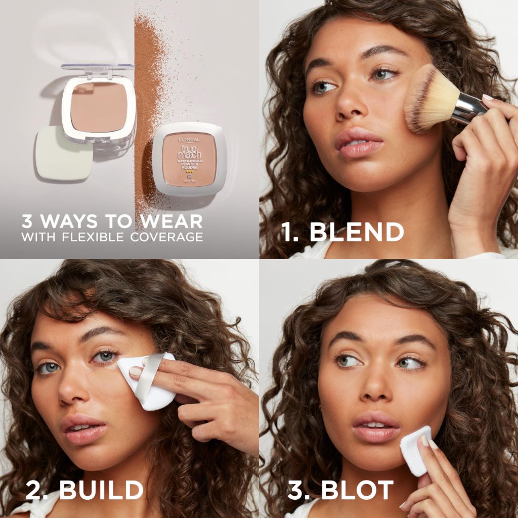 L'Oreal Paris True Match Super Blendable Oil Free Powder Foundation, W6 Medium, 0.33 oz, Packaging May Vary