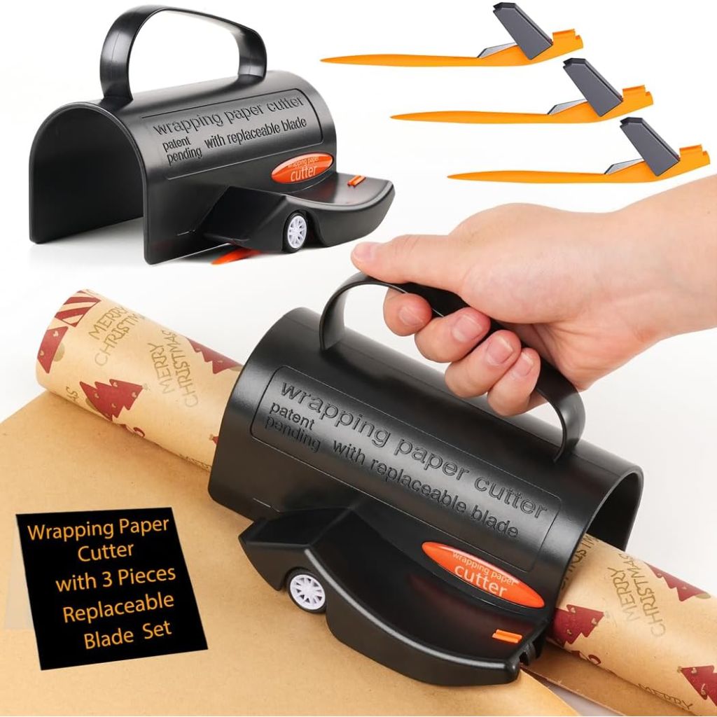 Wrapping Paper Cutter, Paper Roll Cutter with Handle and Wheels