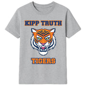 SZ 8M, Kipp Texas Boys' Short Sleeve Basic Crew Neck Grey (Truth Elementary)