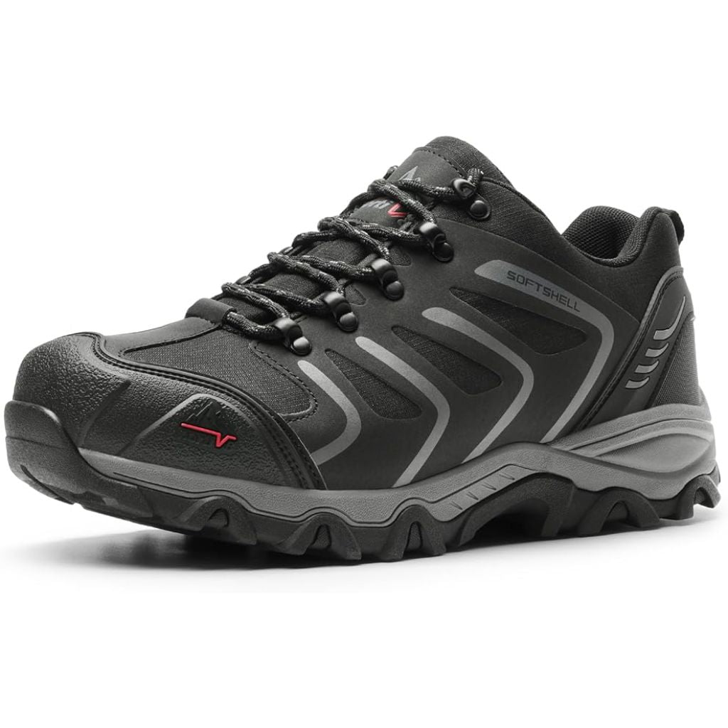 NORTIV 8 Men's Low Top Waterproof Hiking Shoes, Black/Grey, SZ 10