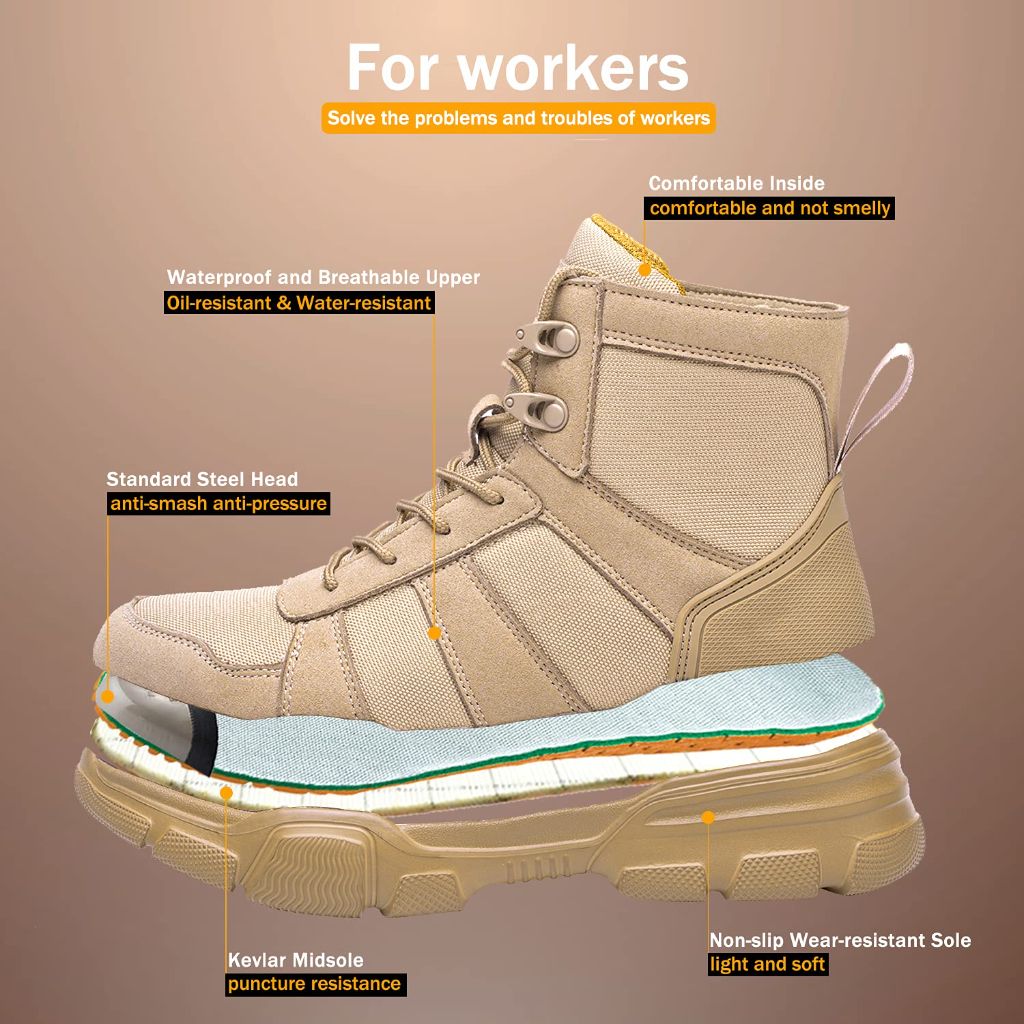 ARCHINSERT Safety Shoes, Beige - size Men(7) Women(8.5)