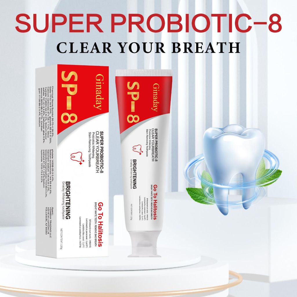 Shiren Zhuangshu 2 Pcs SP-8 Probiotic Toothpaste, Deep Cleaning Care Fresh Breath with Probiotic Oral Microbiot.