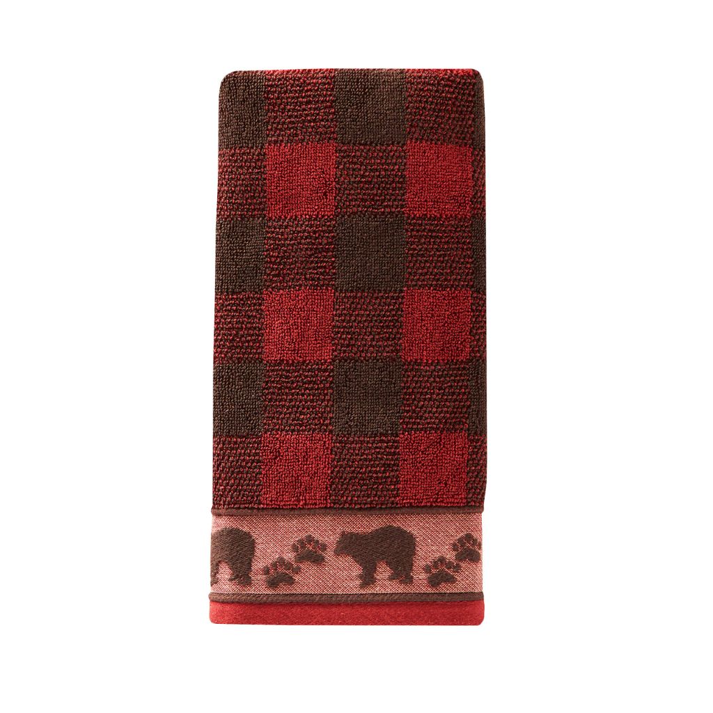 SKL Home Yellowstone Sundance 100% Cotton Premium Hand Towel, 500 GSM, Soft & Absorbent, Plaid/Buffalo Check, Red