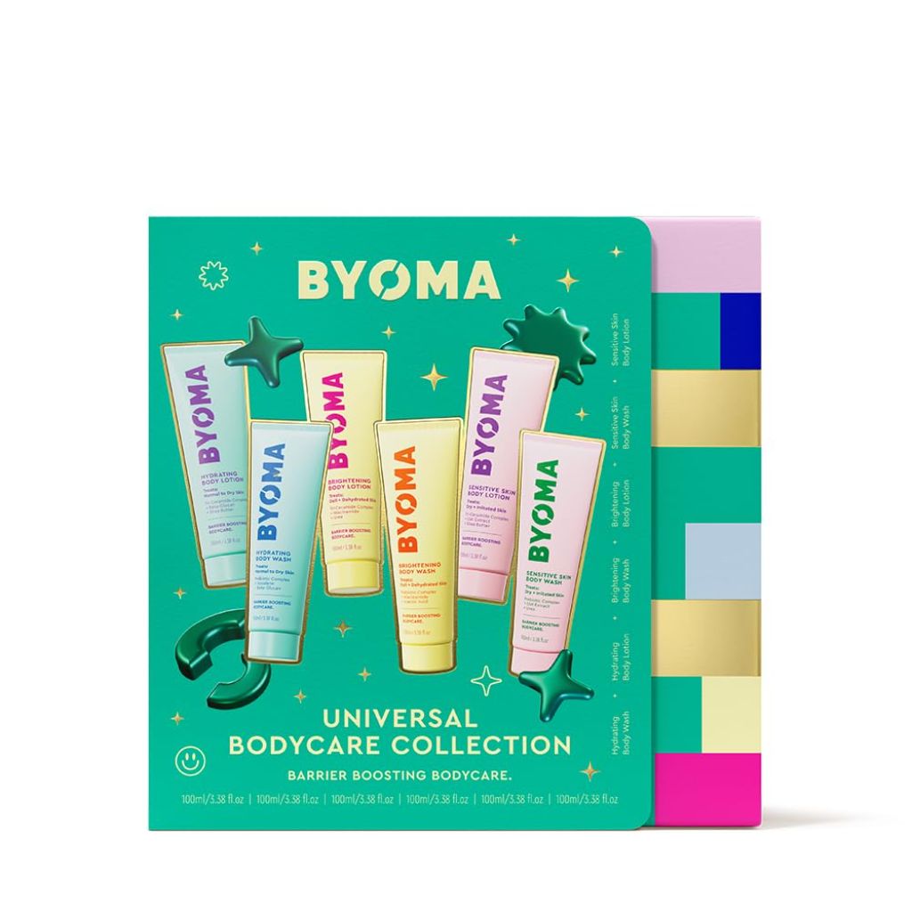 BYOMA Body Care Holiday Gift Set (6-Piece Kit) - Hydrating, Brightening & Sensitive Body Wash & Lotion