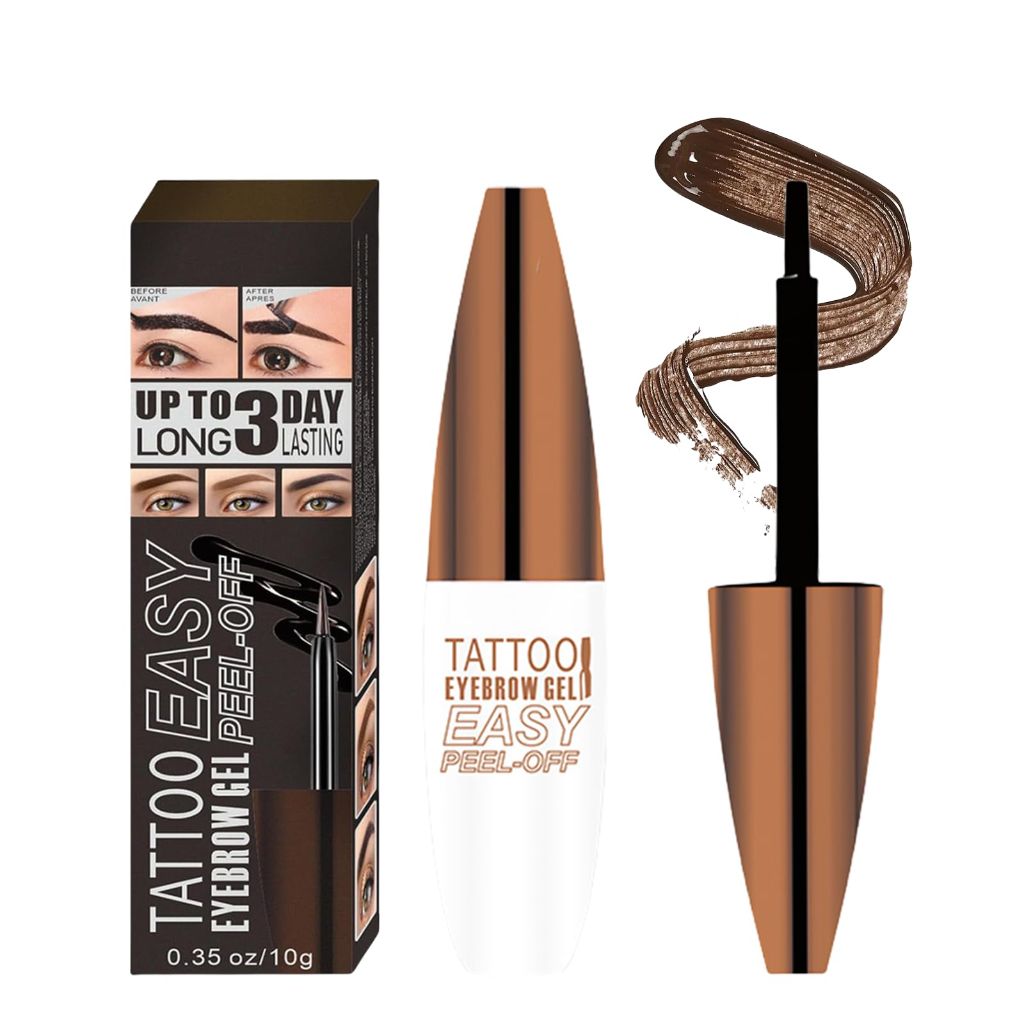 Tattoo Eyebrow Gel Easy Peel Off - Light Brown Eye Brow Gel, Waterproof & Transfer-proof - 02