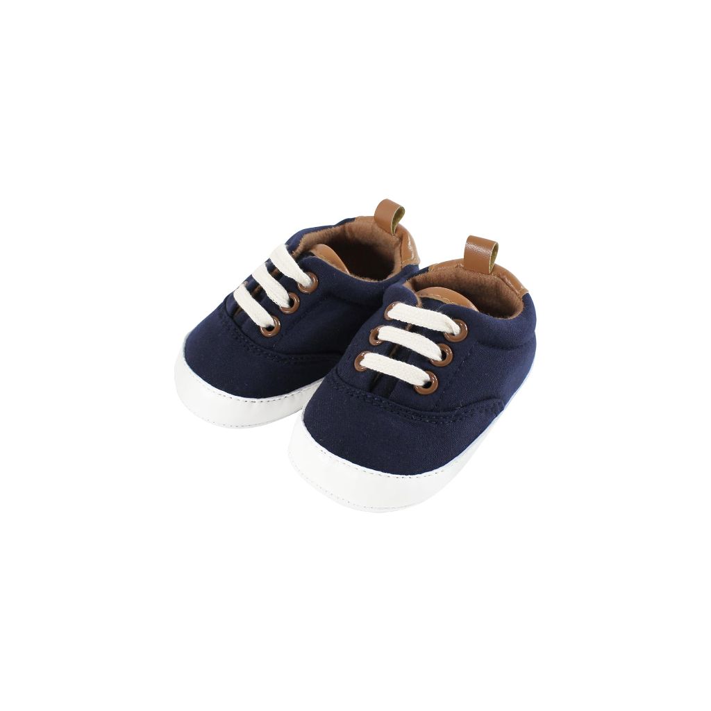 Hudson Baby Unisex Baby Cotton Bodysuit, Pant and Shoe Set, Brown Navy - size 18 Months