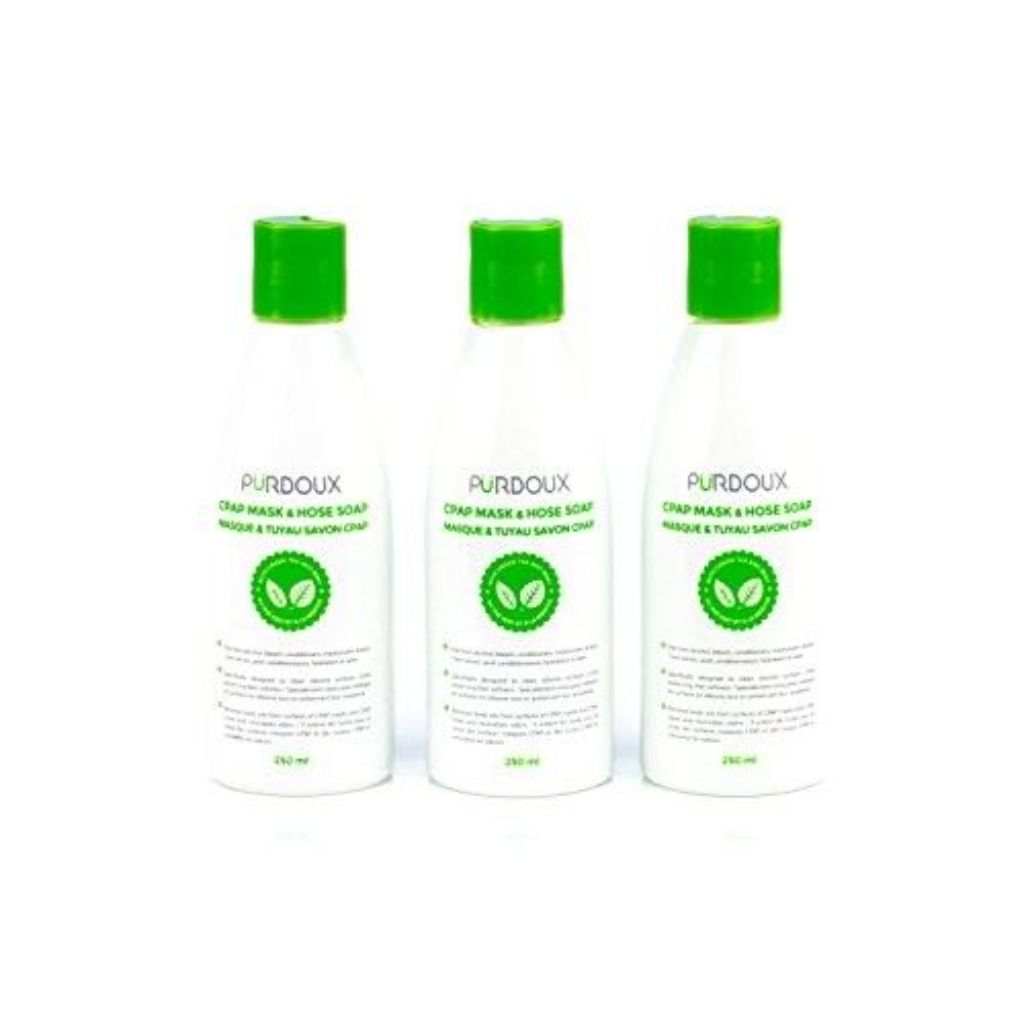 PURDOUX CPAP Mask & Hose Cleaning Soap (Pack of 3 Bottles, 250 Ml / 8.4 Oz Each) (3 X Green Tea-Mint Scent)