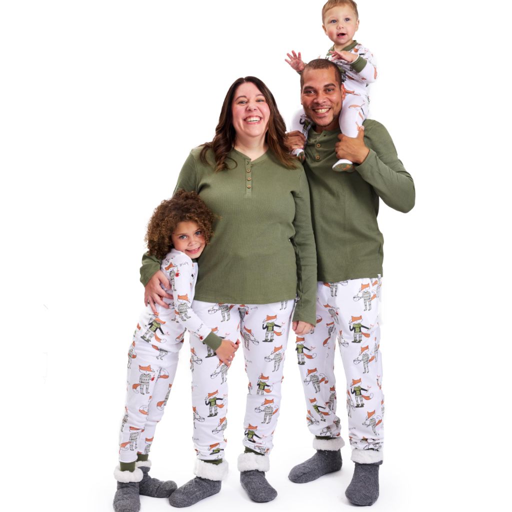 HonestBaby Family Matching Holiday Pajamas Toddlers, Foxy Green, 12 Months