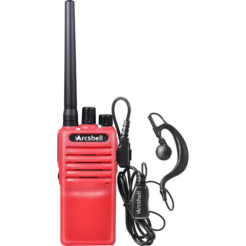 Arcshell AR-7 Rechargeable Long Range Two-Way Radios with Earpieces & Chargers - Red (Set of 4)