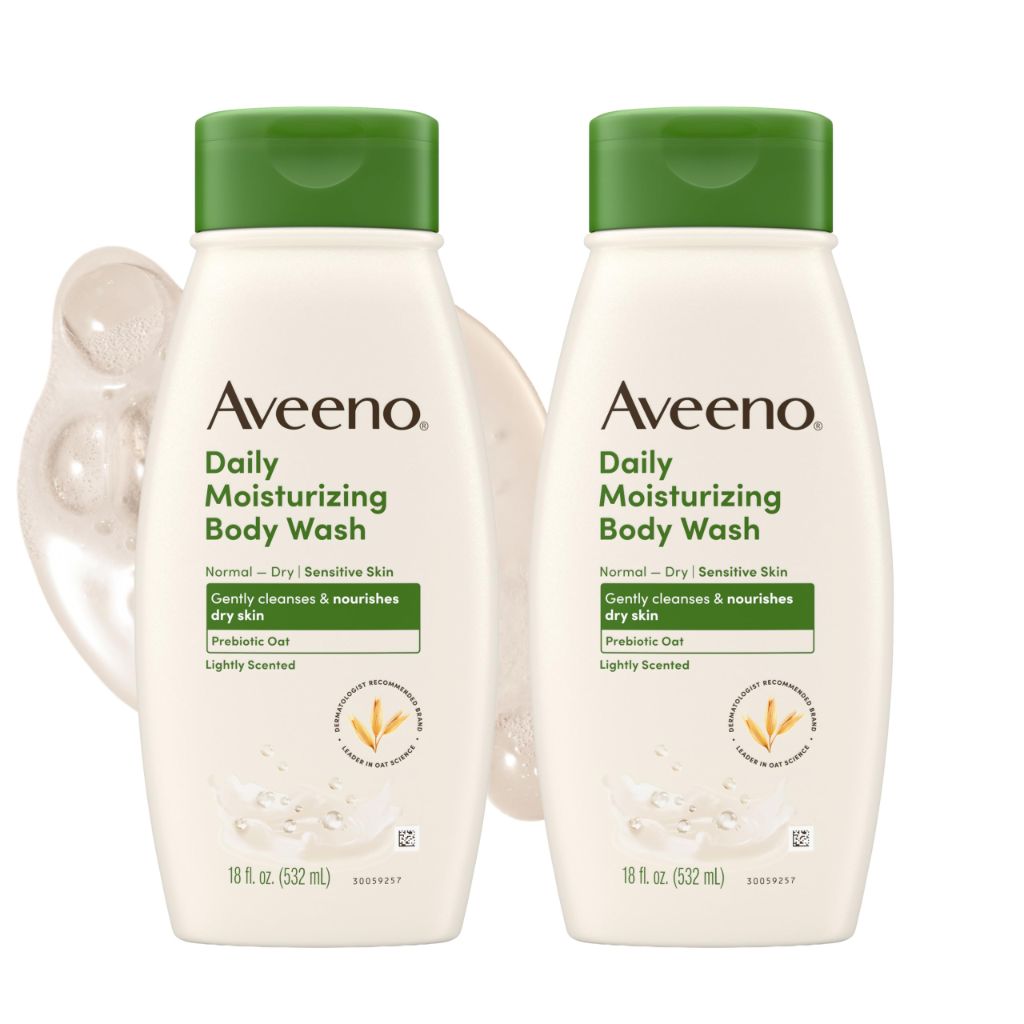 Aveeno Daily Moisturizing Body Wash Cleanser & Shaving Gel for Adults, 18 fl. Oz, Pack of 2