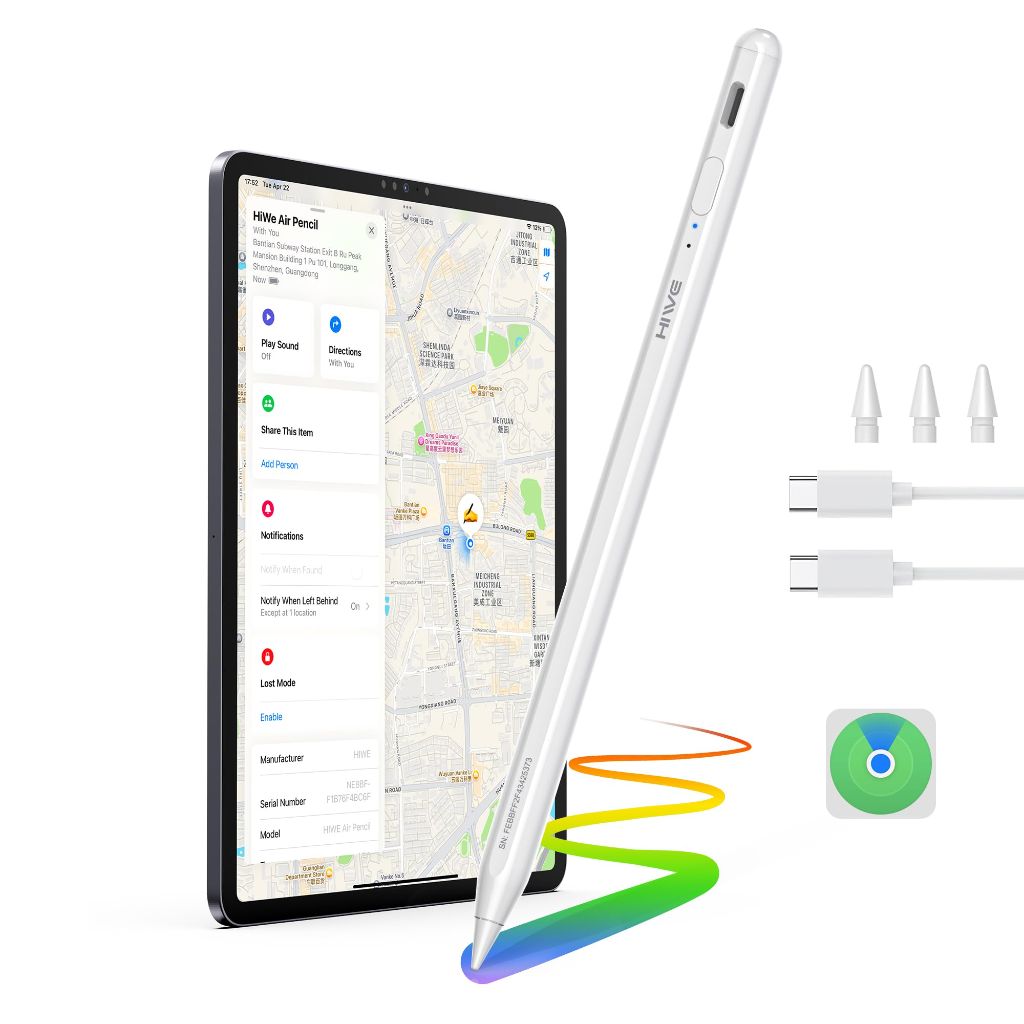 HIVE Air Pencil Anti-Lost Pen for iPad 2018-2025, 1.5mm Tips, White